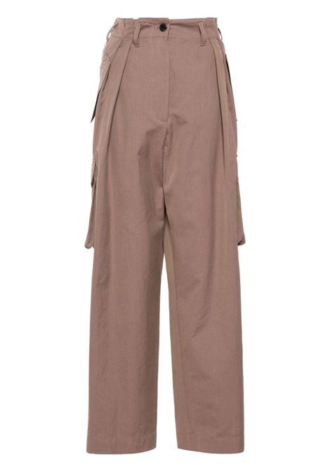 Pantaloni cargo con pieghe in marrone - donna